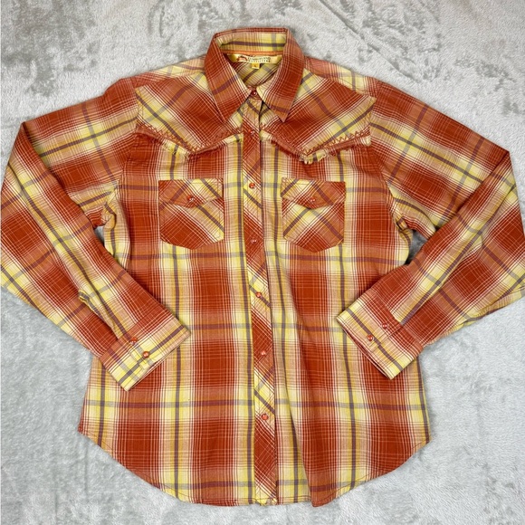 Cumberland Outfitters Tops - Cumberland Outfitters Long Sleeve Shirt Pearl Snaps Fringe Lightweight Large